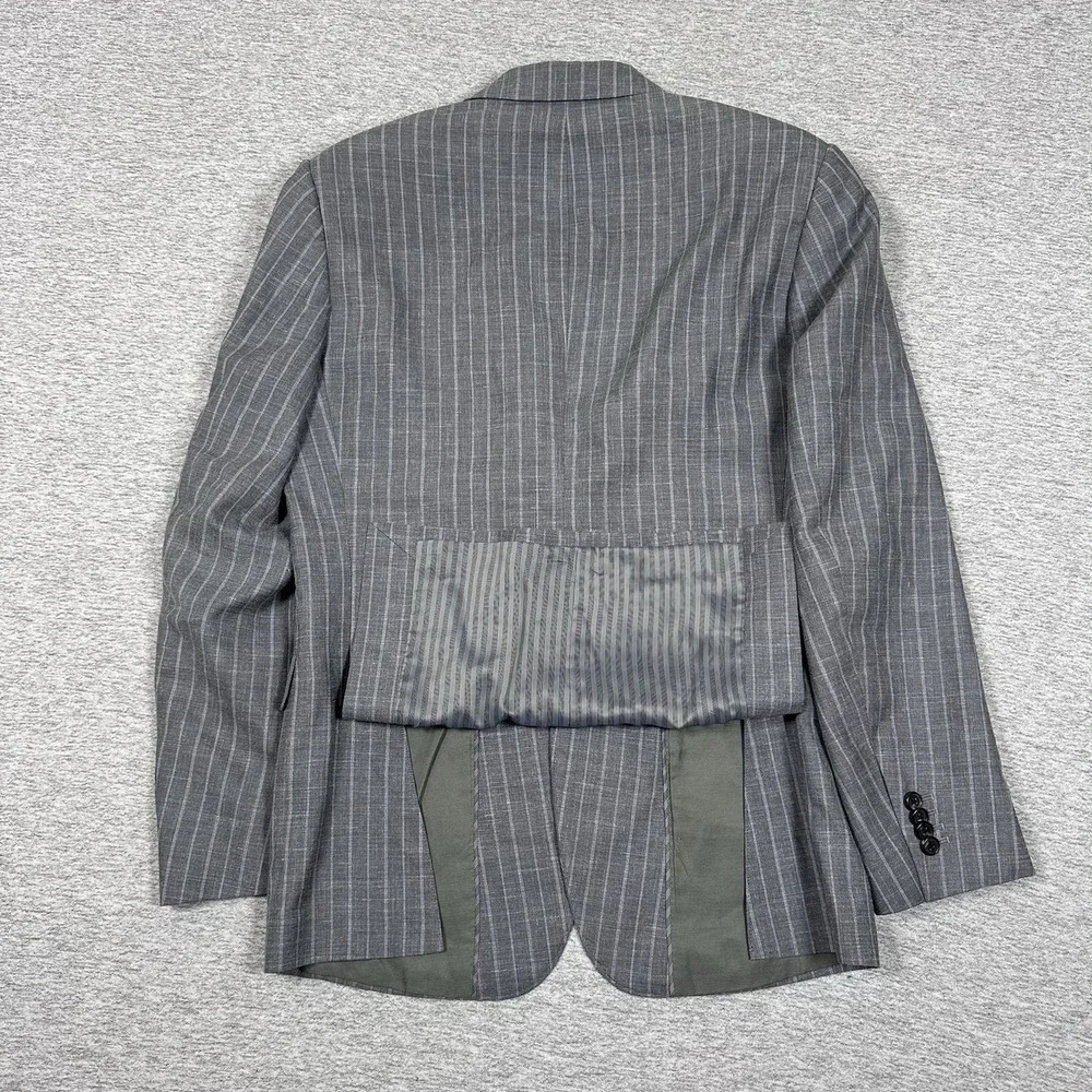 Banana Republic Blazer Mens 38R Gray Striped Wool Silk Linen Vitale Barberis